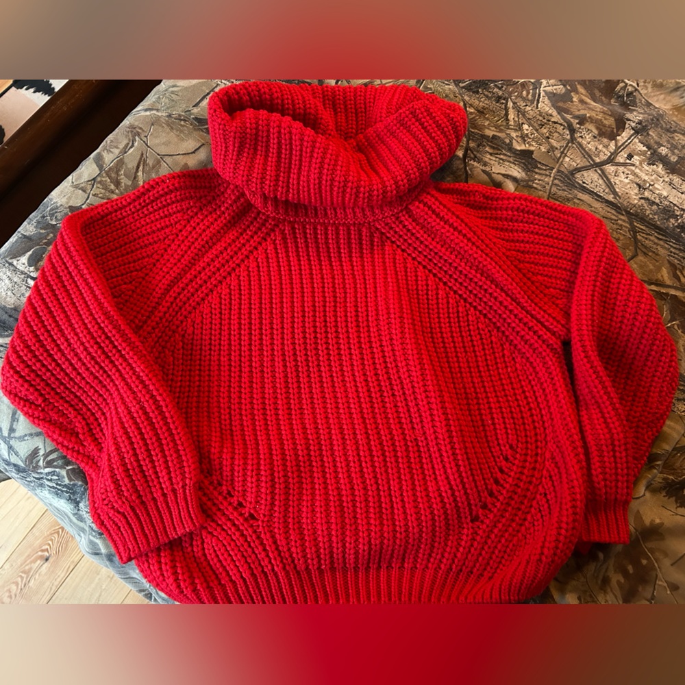 Moon & Madison Vibrant Red Cowl Neck Sweater